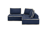 SU-UPX1671135-3A-NW Sunset Trading Pixie 3 Piece Sofa Sectional | Modular Couch | Navy Blue and Cream Fabric