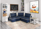 SU-UPX1671135NW Sunset Trading Pixie Armless Accent Chair | Modular Sectional Seating | Navy Blue and Cream Fabric