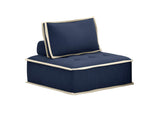 SU-UPX1671135-5A-NW Sunset Trading Pixie 5 Piece Sofa Sectional | Modular Couch | Navy Blue and Cream Fabric