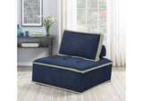 SU-UPX1671135NW Sunset Trading Pixie Armless Accent Chair | Modular Sectional Seating | Navy Blue and Cream Fabric