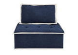 SU-UPX1671135-3A-NW Sunset Trading Pixie 3 Piece Sofa Sectional | Modular Couch | Navy Blue and Cream Fabric