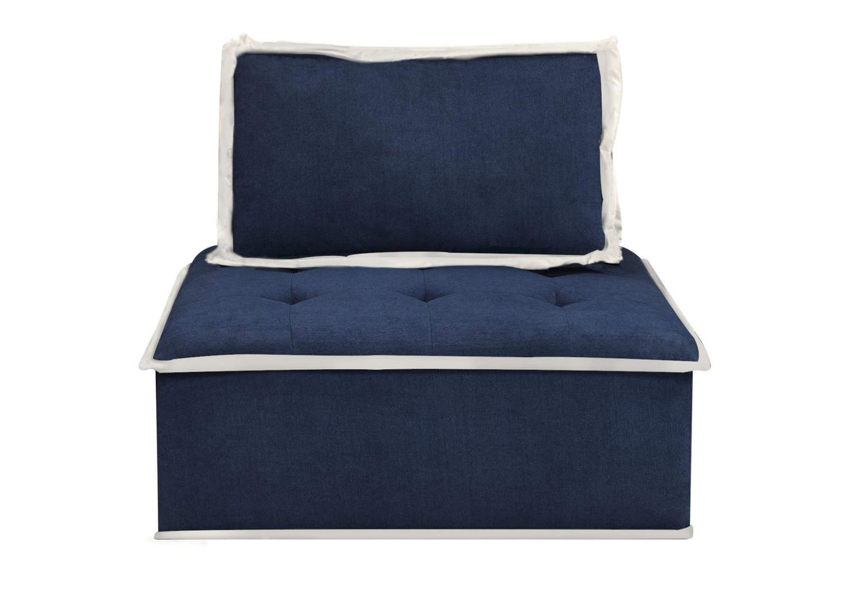 SU-UPX1671135-5A-NW Sunset Trading Pixie 5 Piece Sofa Sectional | Modular Couch | Navy Blue and Cream Fabric