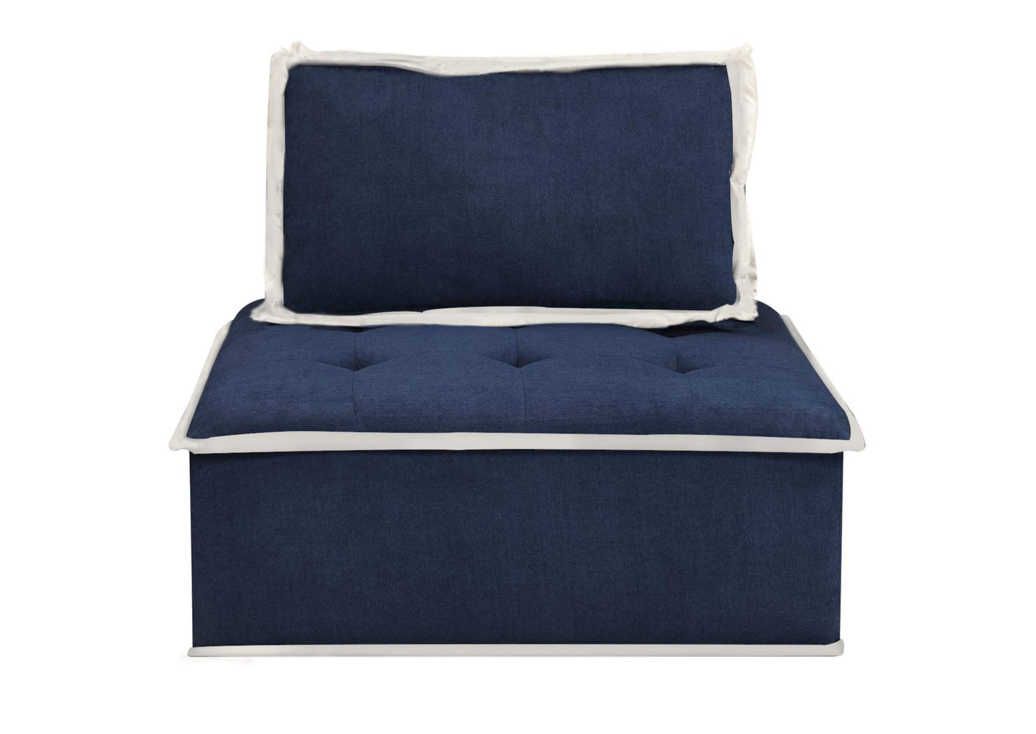 SU-UPX1671135-5A-NW Sunset Trading Pixie 5 Piece Sofa Sectional | Modular Couch | Navy Blue and Cream Fabric