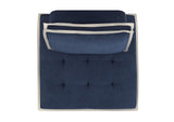 SU-UPX1671135NW Sunset Trading Pixie Armless Accent Chair | Modular Sectional Seating | Navy Blue and Cream Fabric