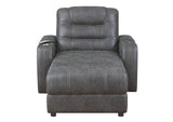 SU-K1128045LS Sunset Trading Power Reclining Chaise Lounge Chair with Arms | Phone Charger | Cupholder | Storage | Gray
