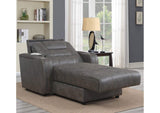 SU-K1128045LS Sunset Trading Power Reclining Chaise Lounge Chair with Arms | Phone Charger | Cupholder | Storage | Gray
