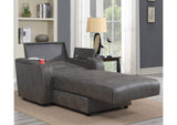 SU-K1128045LS Sunset Trading Power Reclining Chaise Lounge Chair with Arms | Phone Charger | Cupholder | Storage | Gray
