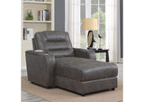 SU-K1128045LS Sunset Trading Power Reclining Chaise Lounge Chair with Arms | Phone Charger | Cupholder | Storage | Gray