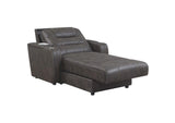SU-K1128045LS Sunset Trading Power Reclining Chaise Lounge Chair with Arms | Phone Charger | Cupholder | Storage | Gray
