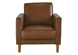 SU-PR15070-86-100E Sunset Trading Prelude 32" Wide Top Grain Leather Armchair | Chestnut Brown | Mid Century Modern Accent Chair | Small Space Living Room Furniture