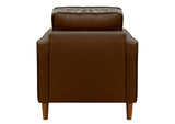 SU-PR15070-86-100E Sunset Trading Prelude 32" Wide Top Grain Leather Armchair | Chestnut Brown | Mid Century Modern Accent Chair | Small Space Living Room Furniture