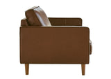 SU-PR15070-86-100E Sunset Trading Prelude 32" Wide Top Grain Leather Armchair | Chestnut Brown | Mid Century Modern Accent Chair | Small Space Living Room Furniture