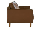 SU-PR15070-86-200E Sunset Trading Prelude 55" Wide Top Grain Leather Loveseat | Chestnut Brown | Mid Century Modern Small Couch