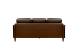 SU-PR15070-86-300E Sunset Trading Prelude 79" Wide Top Grain Leather Sofa | Chestnut Brown | Mid Century Modern 3 Seater Couch