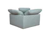 SU-1458-43-2C Sunset Trading Contemporary Puff Collection 2PC Slipcovered Modular Sectional Sofa | Performance Fabric Washable Water-Resistant Stain-Proof | 88" Deep-Seating Down-Filled Couch | Ocean Blue