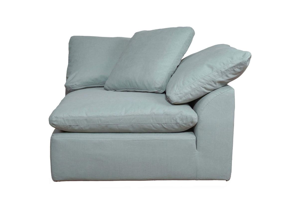 SU-145851-391043 Sunset Trading Contemporary Puff Collectionÿ44" Square Slipcovered Modular Chair | Performance Fabric Washable Water-Resistant Stain-Proof | Deep-Seating Down-Filled Sofa Sectional Corner Wedge Accent Armchair | Ocean Blue