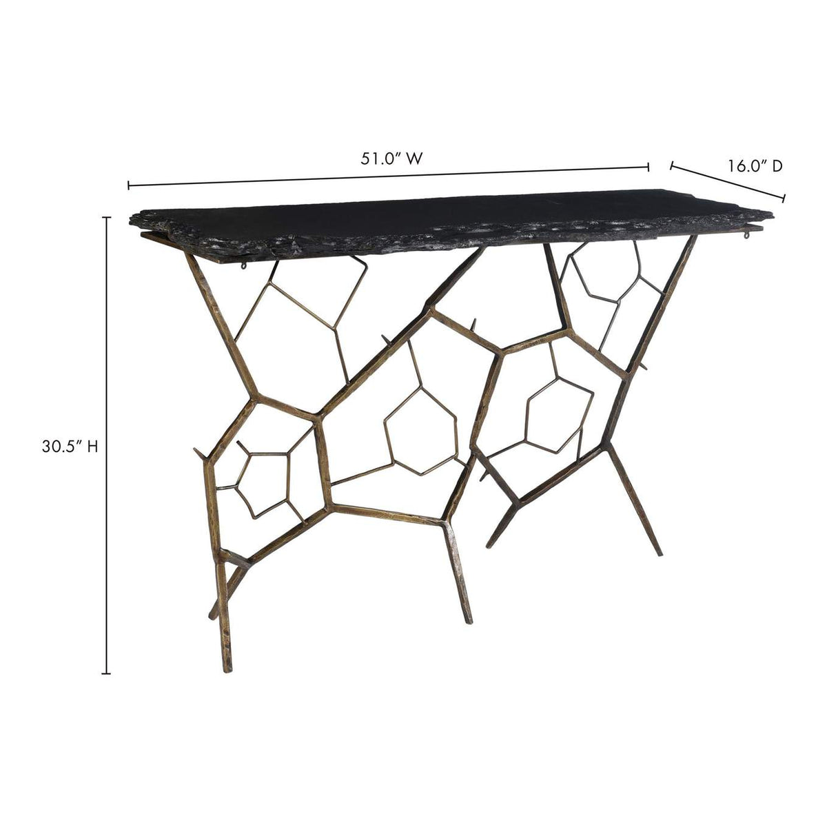 QJ-1010-25-0 Nate Slate Console Table Dark Grey