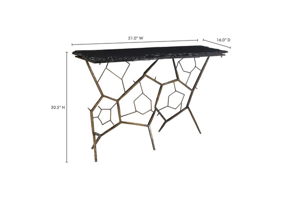 QJ-1010-25-0 Nate Slate Console Table Dark Grey