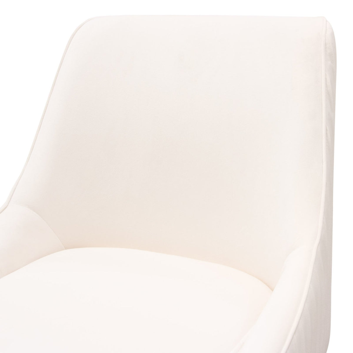 Set of (2) Quinn Dining Chairs w/ Vertical Outside Pleat Detail and Contoured Arm in Cream Velvet w/ Brushed Gold Metal Leg