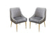 Set of (2) Quinn Dining Chairs w/ Vertical Outside Pleat Detail and Contoured Arm in Grey Velvet w/ Brushed Gold Metal Leg