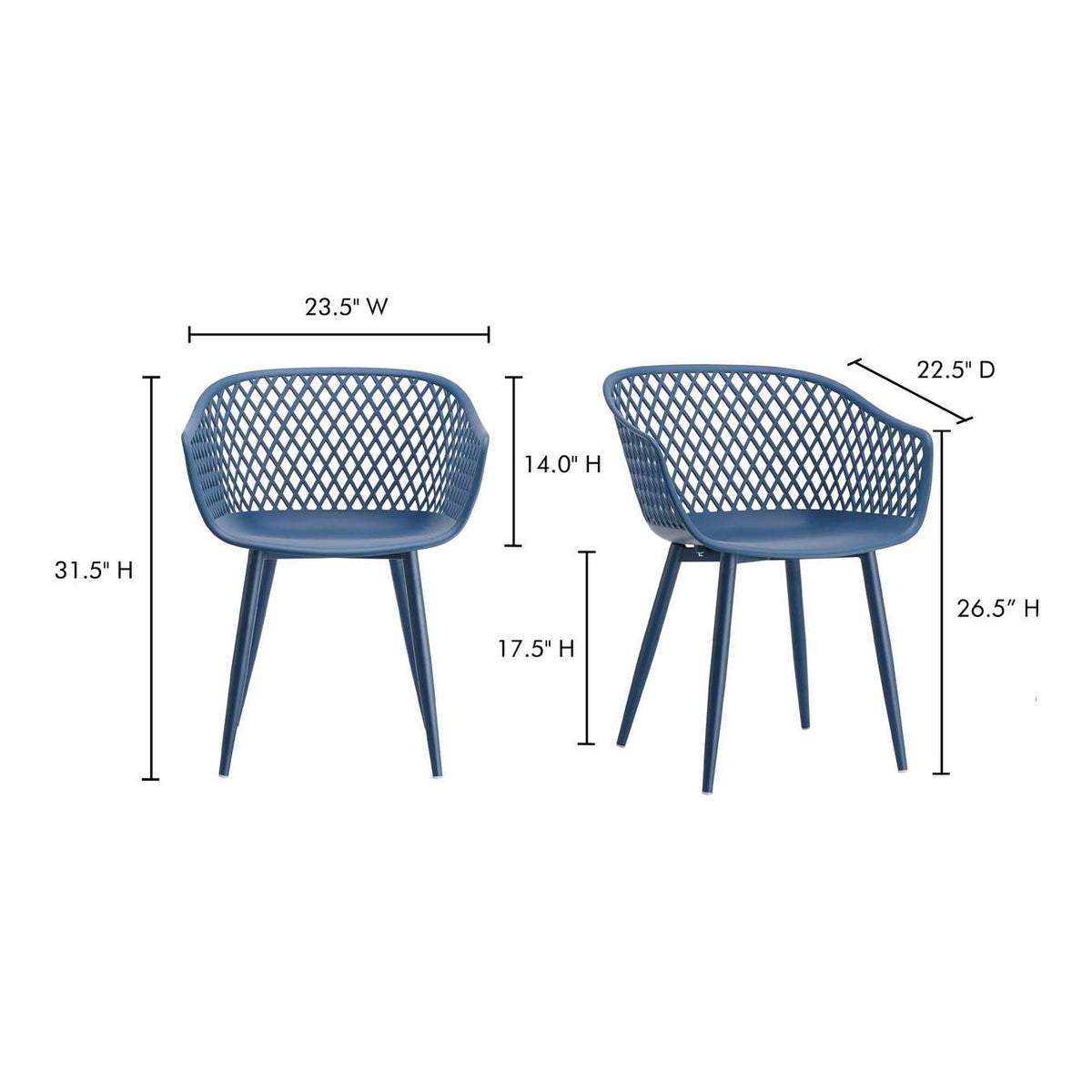 QX-1001-26 Piazza Outdoor Chair Blue - Set Of Two