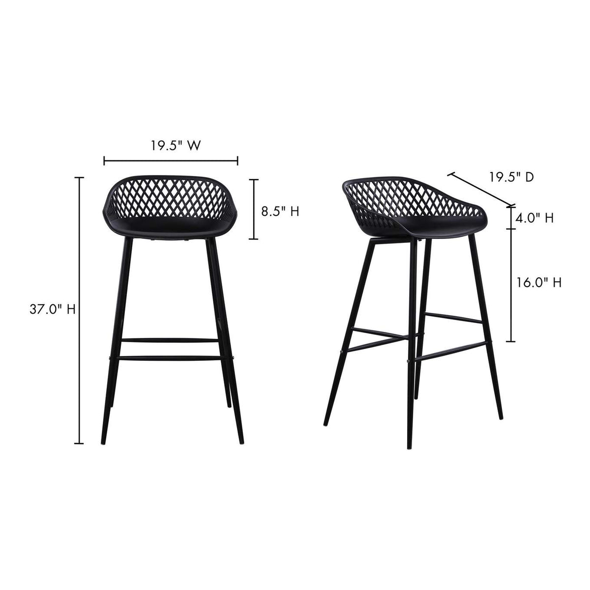 QX-1004-02 Piazza Outdoor Barstool Black - Set Of Two