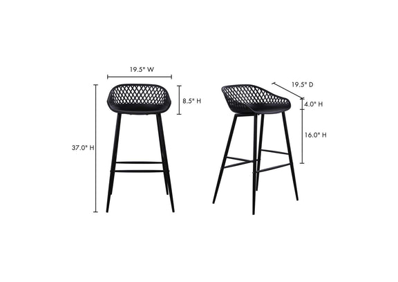 QX-1004-02 Piazza Outdoor Barstool Black - Set Of Two