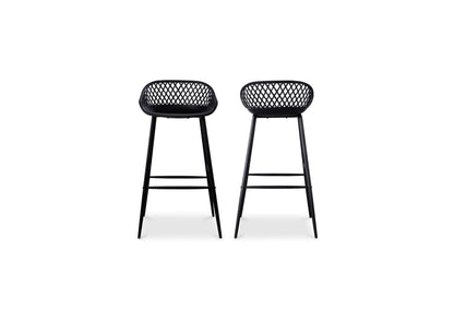 QX-1004-02 Piazza Outdoor Barstool Black - Set Of Two
