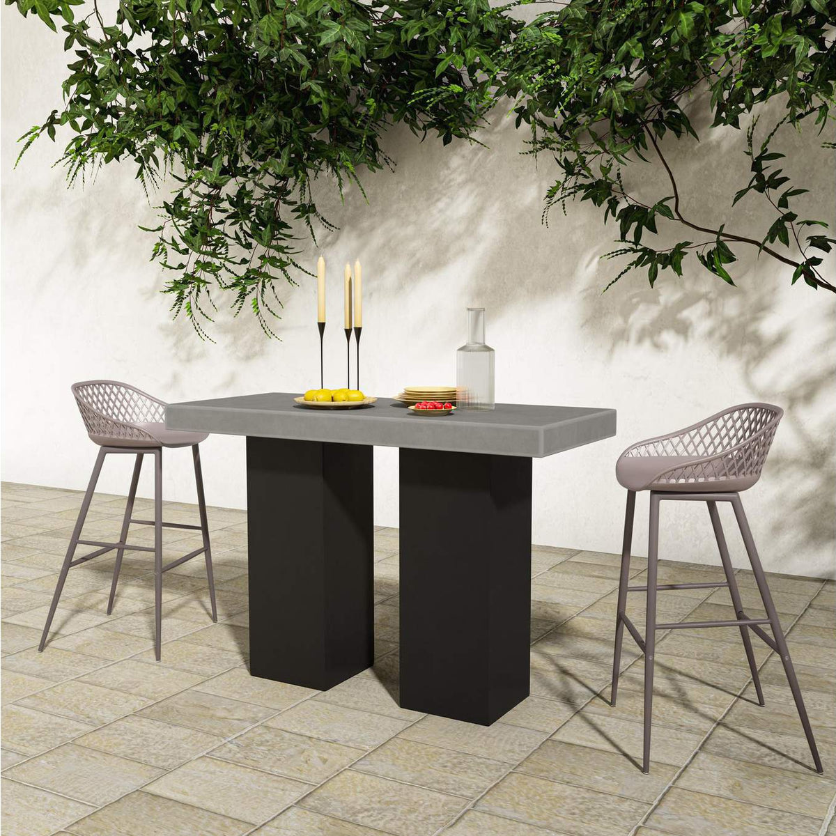 QX-1004-15 Piazza Outdoor Barstool Grey - Set Of Two