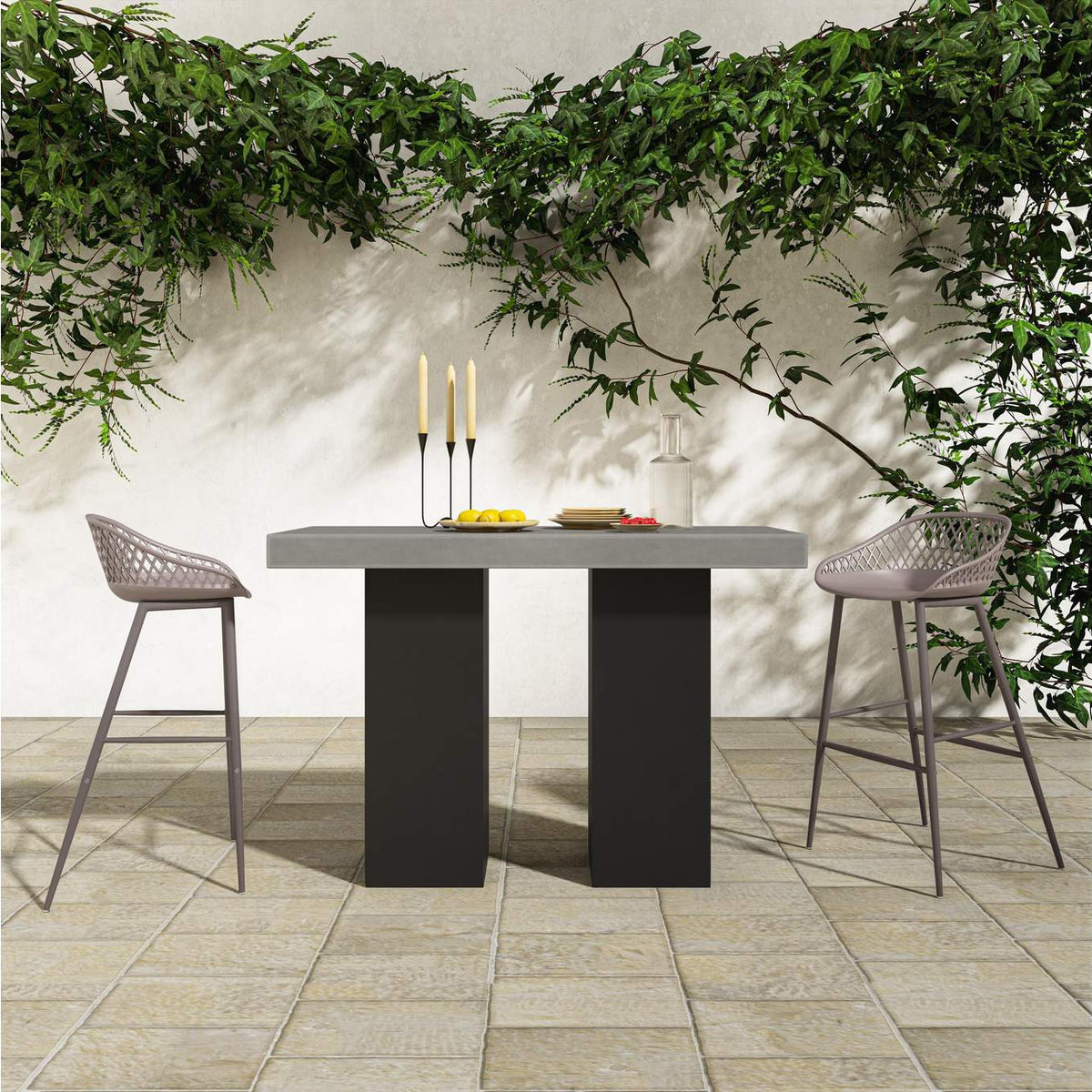QX-1004-15 Piazza Outdoor Barstool Grey - Set Of Two