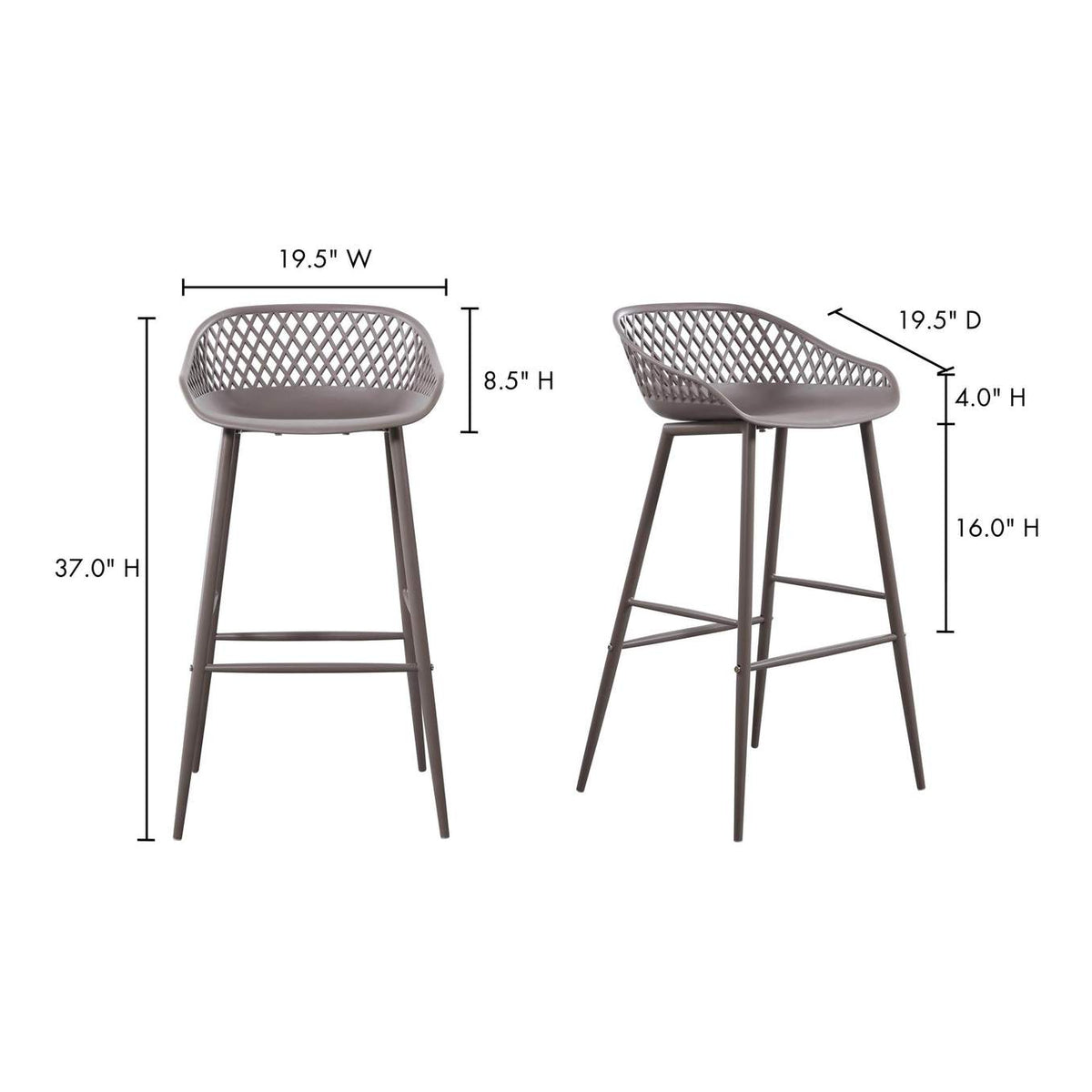 QX-1004-15 Piazza Outdoor Barstool Grey - Set Of Two