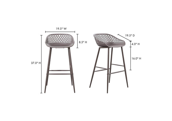 QX-1004-15 Piazza Outdoor Barstool Grey - Set Of Two