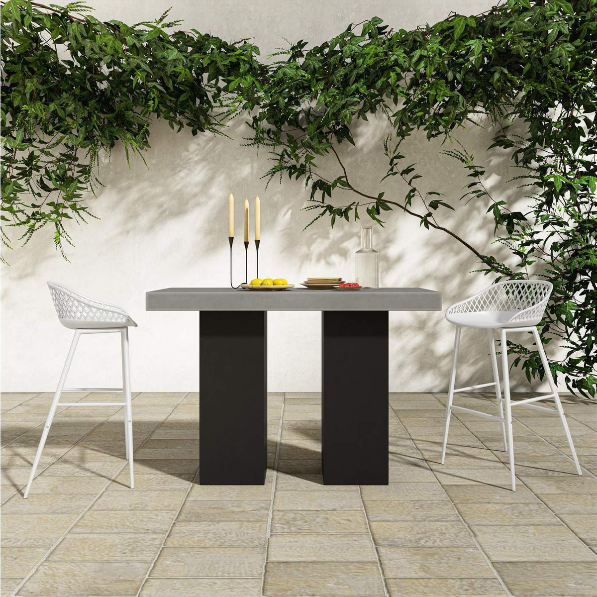 QX-1004-18 Piazza Outdoor Barstool White - Set Of Two