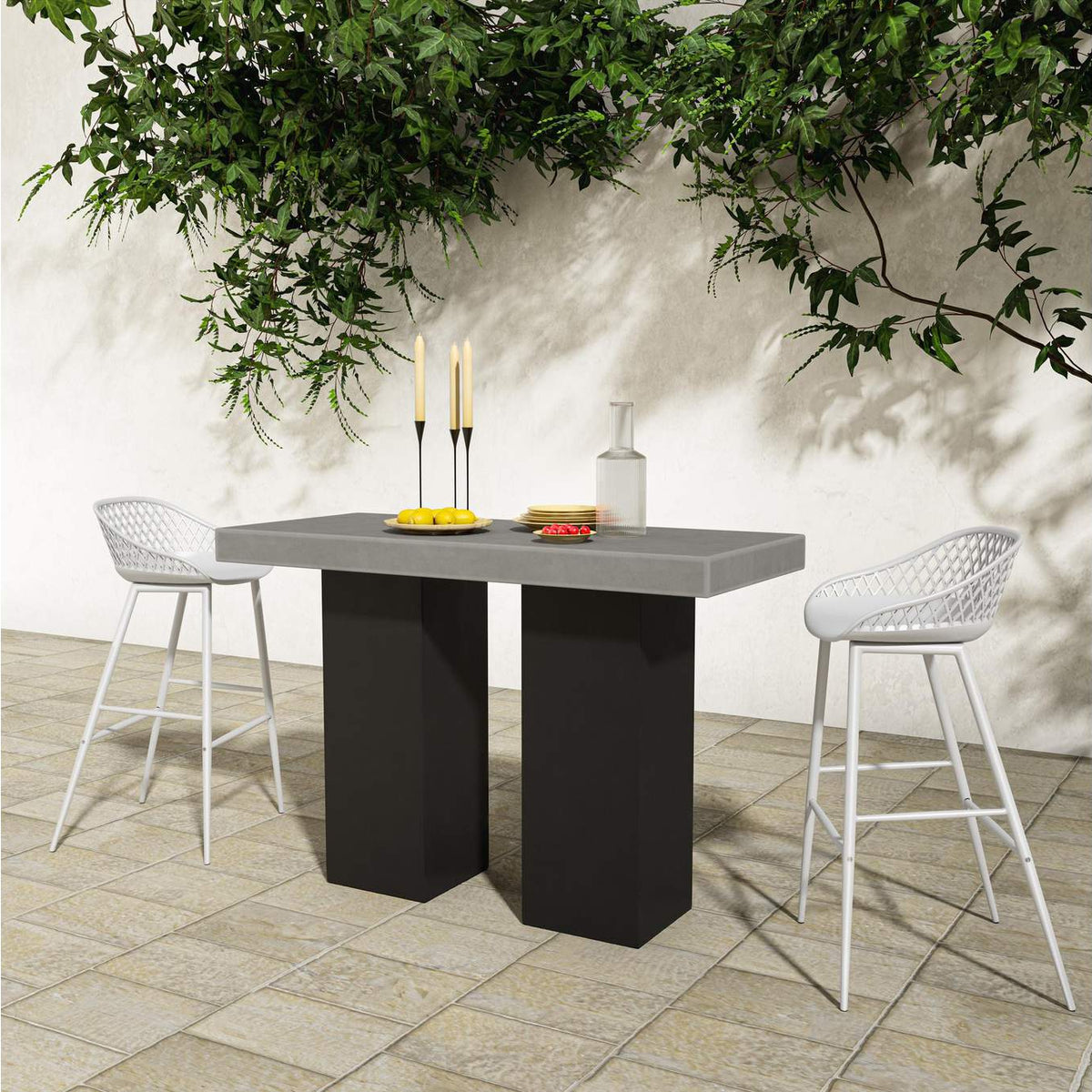 QX-1004-18 Piazza Outdoor Barstool White - Set Of Two