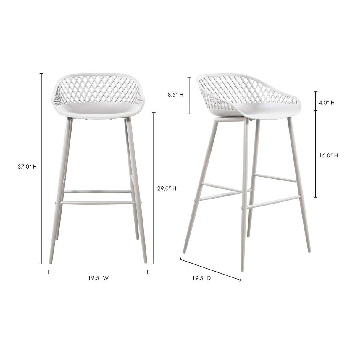 QX-1004-18 Piazza Outdoor Barstool White - Set Of Two