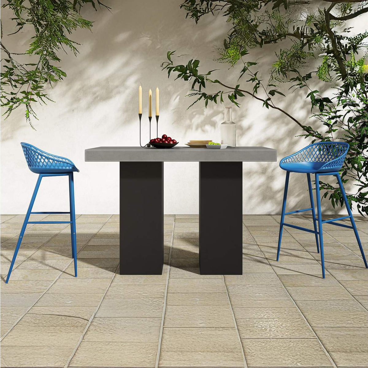 QX-1004-26 Piazza Outdoor Barstool Blue - Set Of Two
