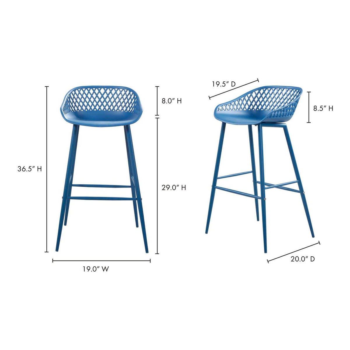 QX-1004-26 Piazza Outdoor Barstool Blue - Set Of Two