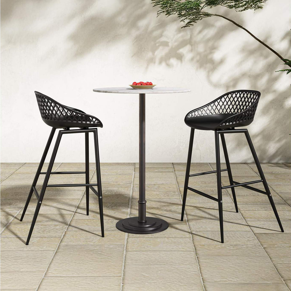 QX-1009-02 Piazza Outdoor Counter Stool Black - Set Of Two