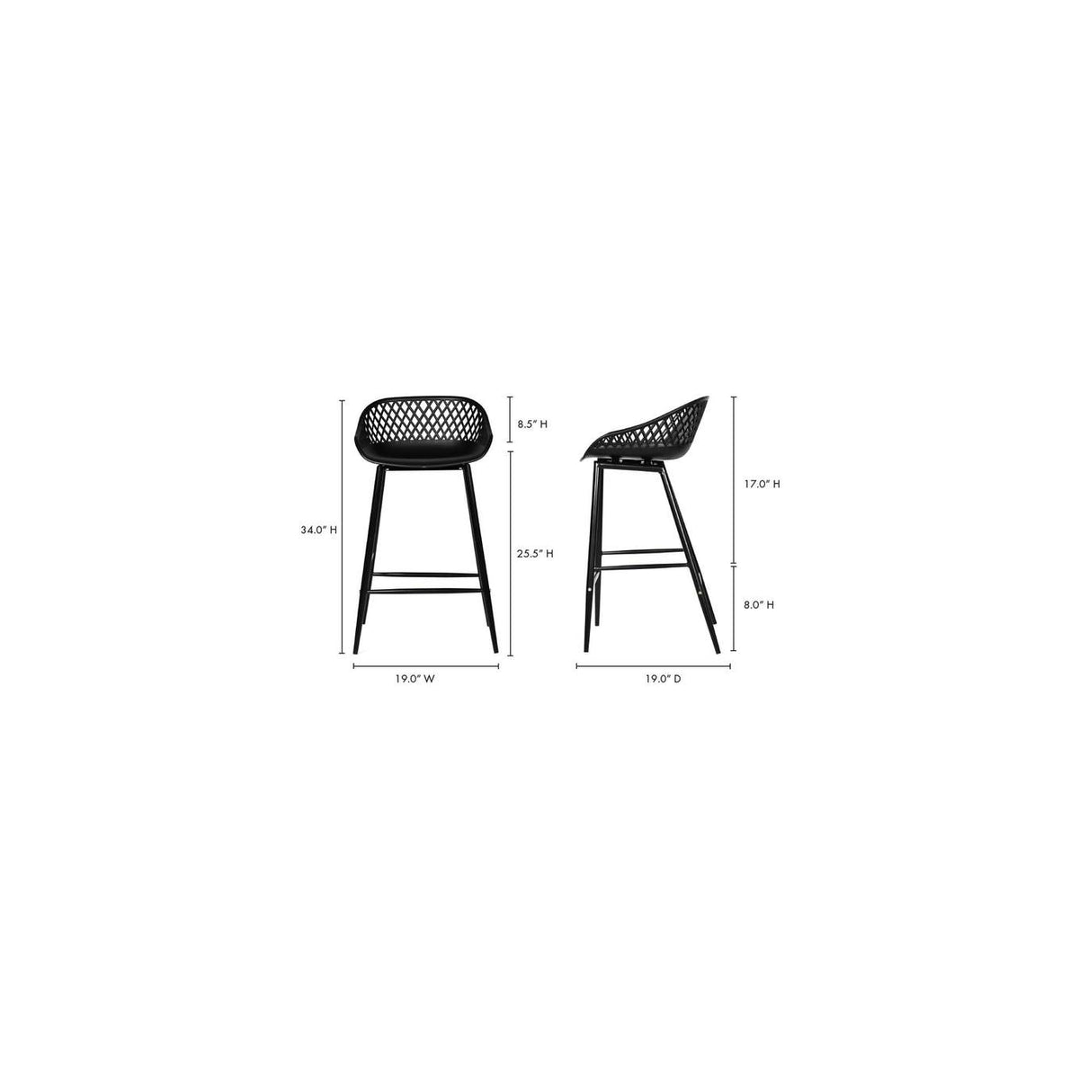 QX-1009-02 Piazza Outdoor Counter Stool Black - Set Of Two