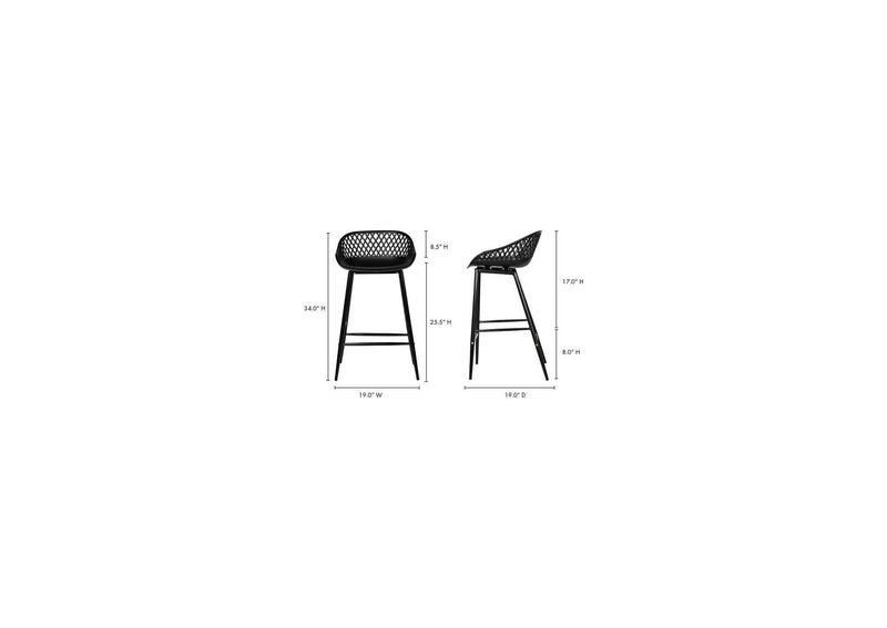 QX-1009-02 Piazza Outdoor Counter Stool Black - Set Of Two