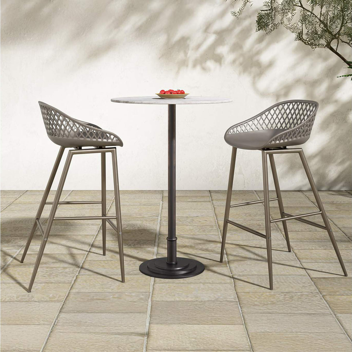 QX-1009-15 Piazza Outdoor Counter Stool Grey - Set Of Two