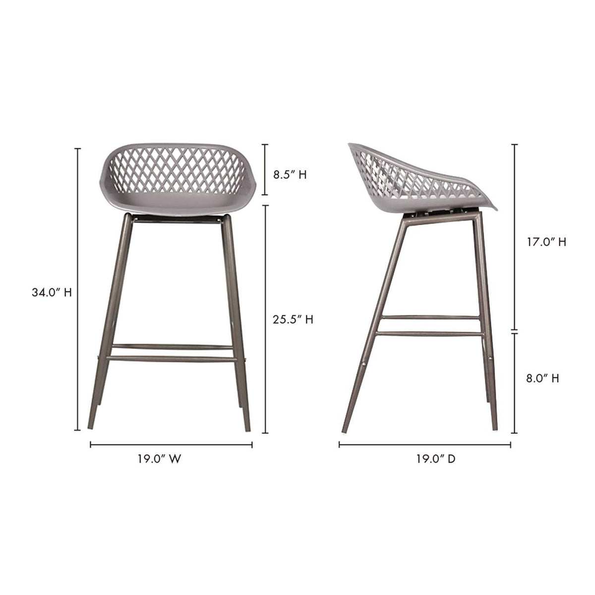QX-1009-15 Piazza Outdoor Counter Stool Grey - Set Of Two