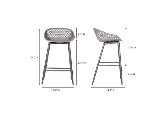 QX-1009-15 Piazza Outdoor Counter Stool Grey - Set Of Two