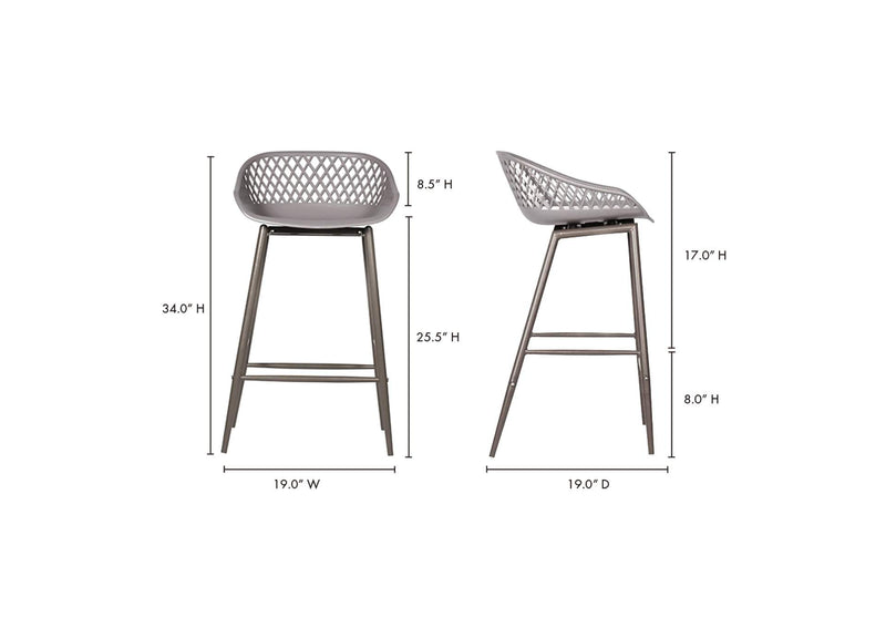 QX-1009-15 Piazza Outdoor Counter Stool Grey - Set Of Two