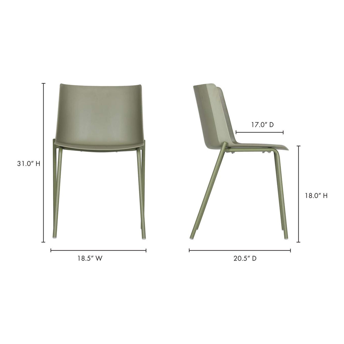 QX-1010-16 Silla Outdoor Dining Chair Sage Green - Set Of Two