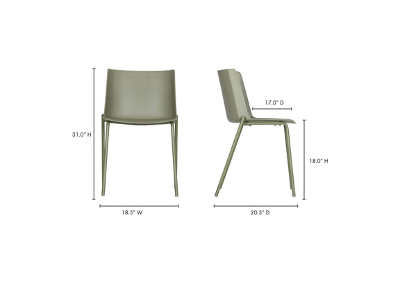 QX-1010-16 Silla Outdoor Dining Chair Sage Green - Set Of Two