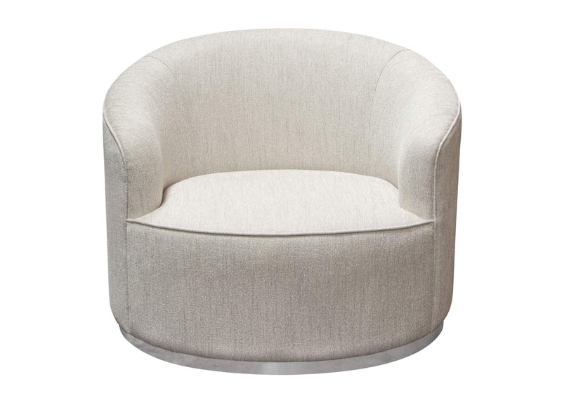 RAVENCHCM Raven Chair In Light Cream Fabric W/ Brushed Silver Accent Trim