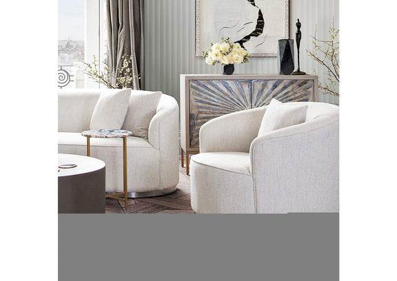 RAVENCHCM Raven Chair In Light Cream Fabric W/ Brushed Silver Accent Trim