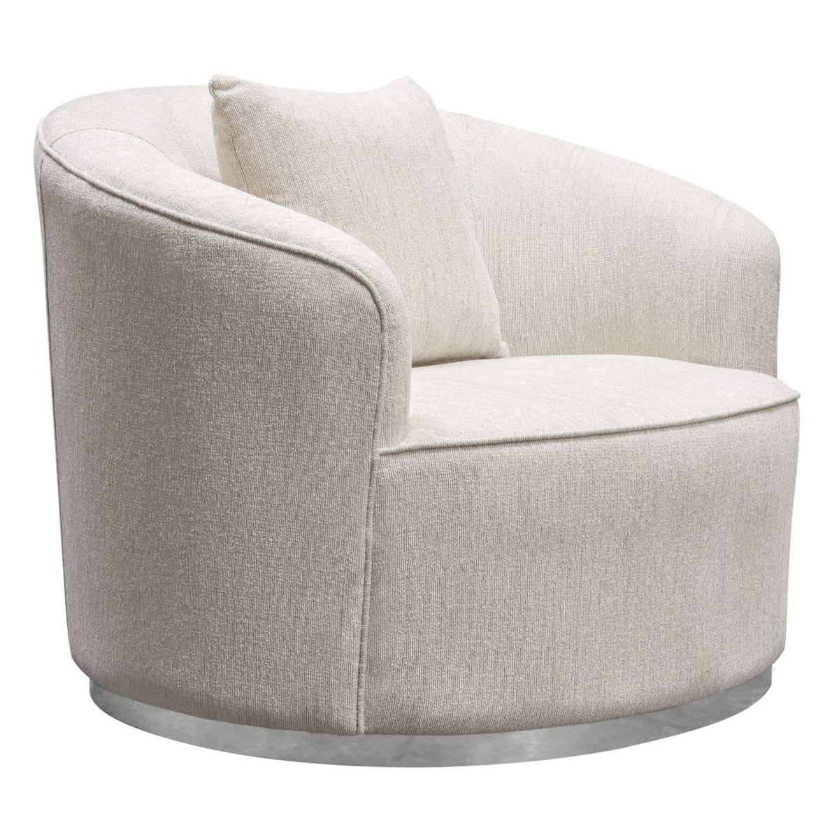 RAVENCHCM Raven Chair In Light Cream Fabric W/ Brushed Silver Accent Trim
