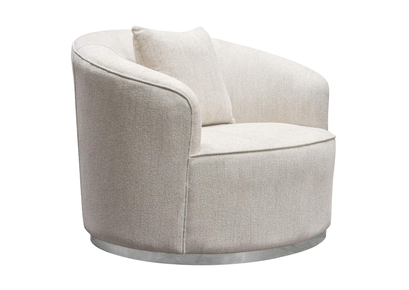 RAVENCHCM Raven Chair In Light Cream Fabric W/ Brushed Silver Accent Trim